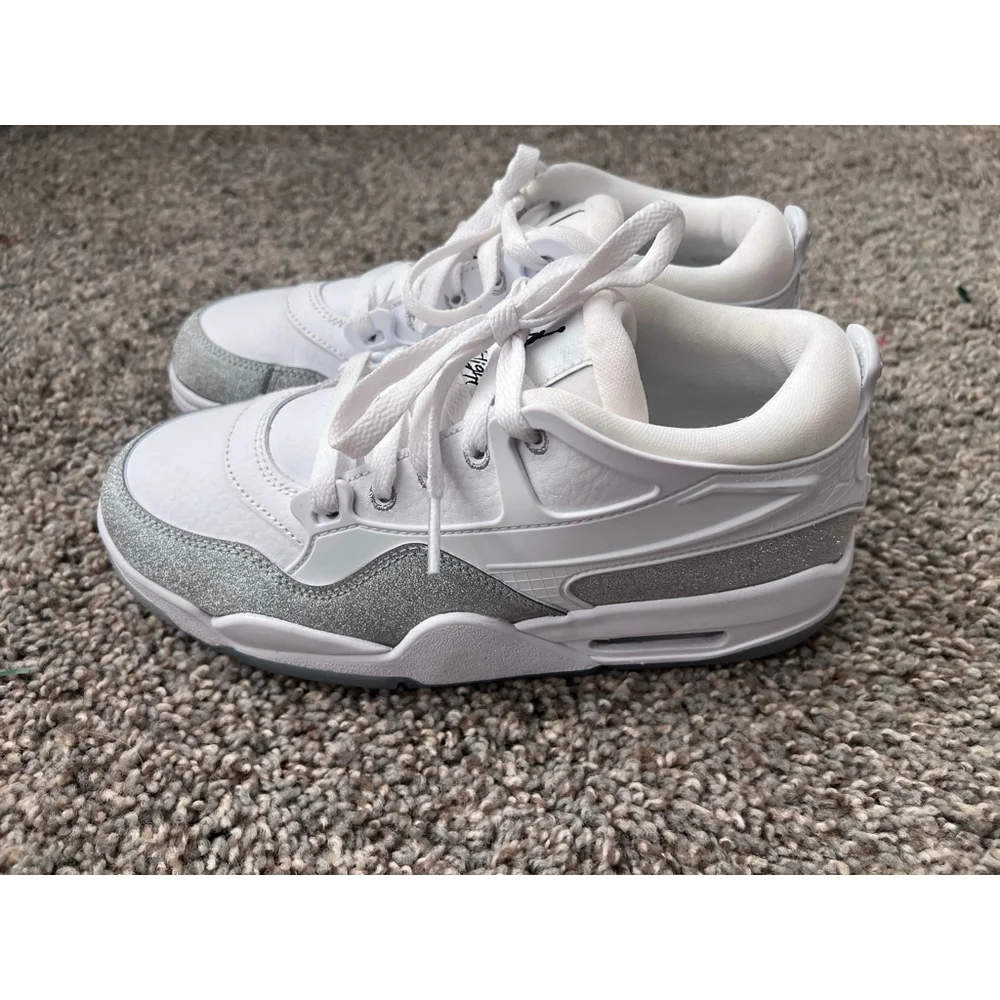 Air Jordan 4 RM 'White Silver Glitter' sneakers with the style code HQ34 size 7